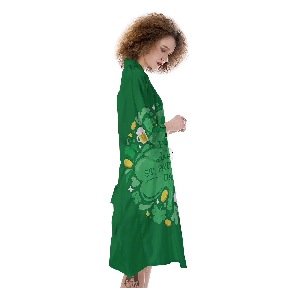 Saint Patrick's Day Green Irish Print Kimono-grizzshop