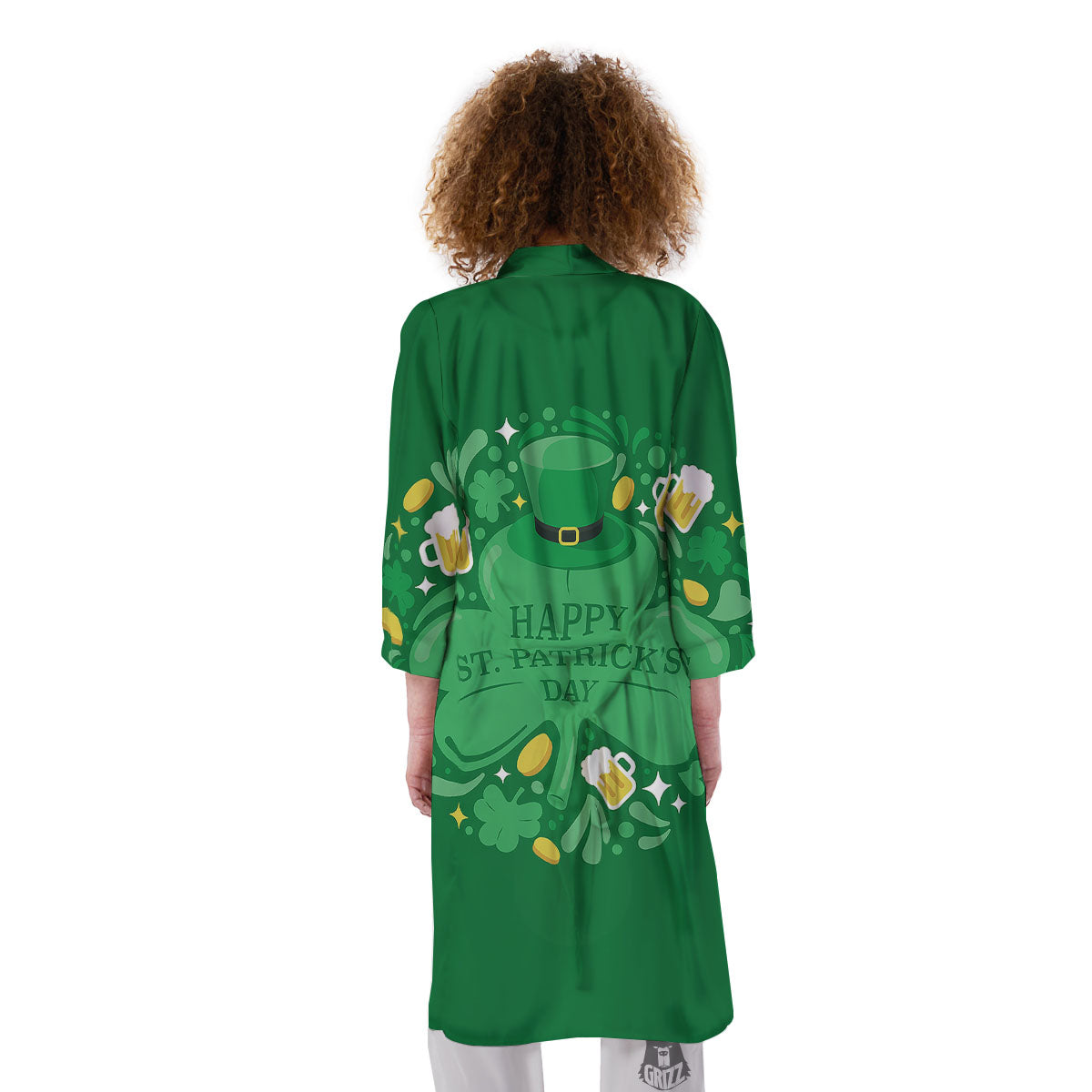 Saint Patrick's Day Green Irish Print Kimono-grizzshop