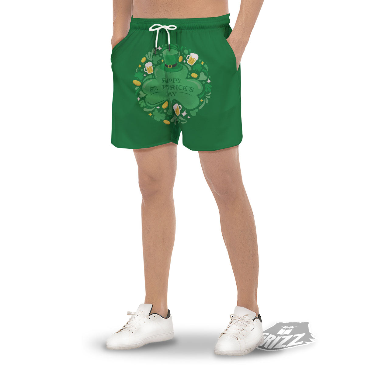 Saint Patrick's Day Green Irish Print Men's Gym Shorts-grizzshop