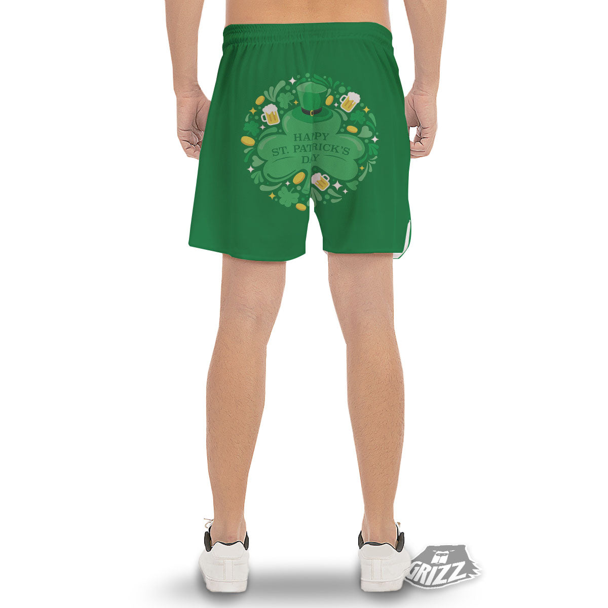 Saint Patrick's Day Green Irish Print Men's Gym Shorts-grizzshop
