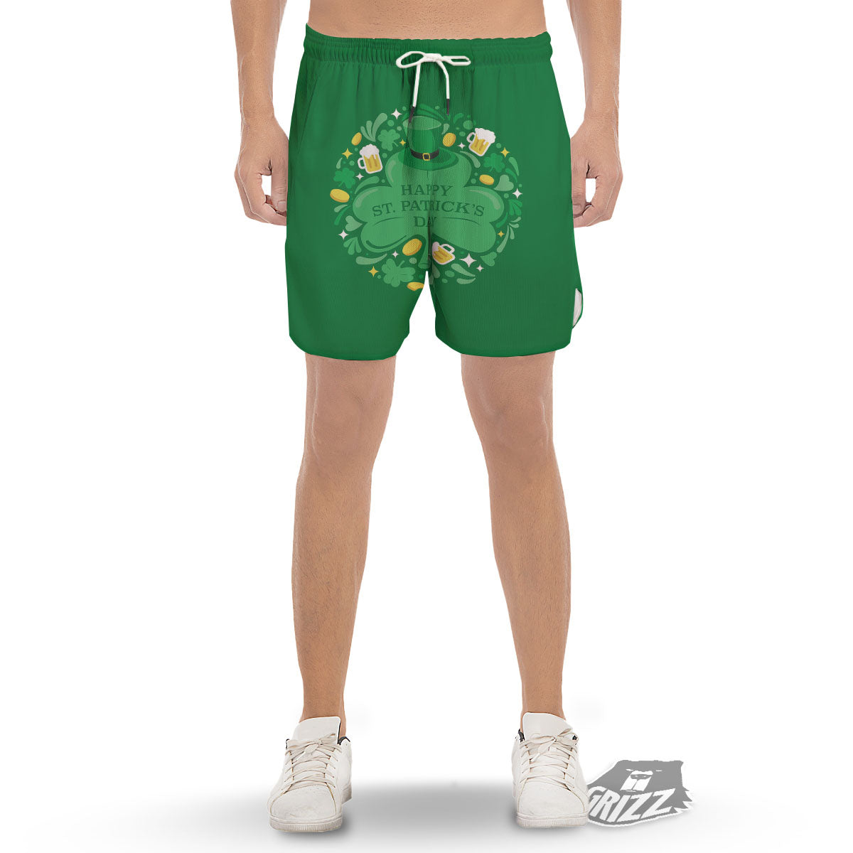 Saint Patrick's Day Green Irish Print Men's Gym Shorts-grizzshop