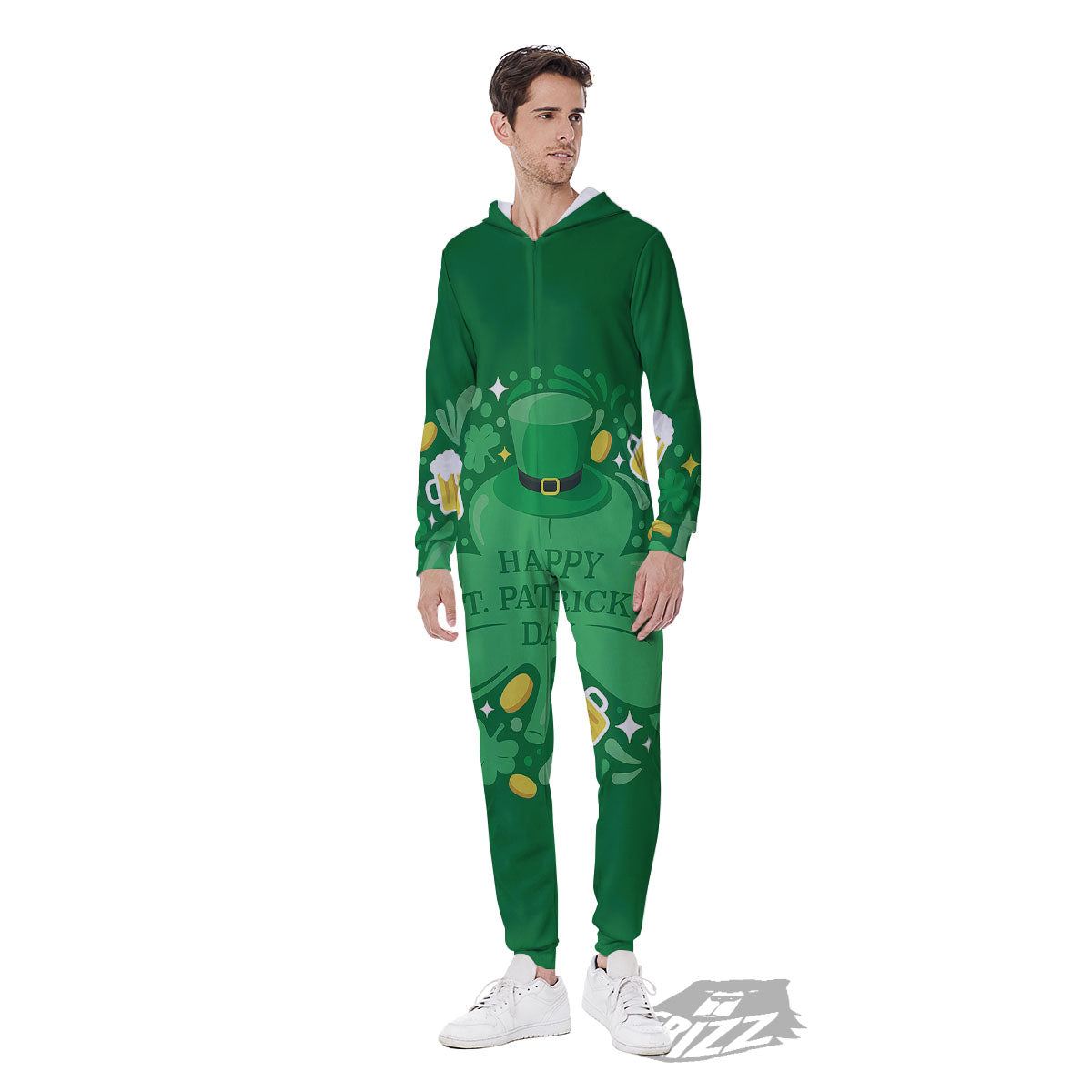 Saint Patrick's Day Green Irish Print Men's Jumpsuit-grizzshop