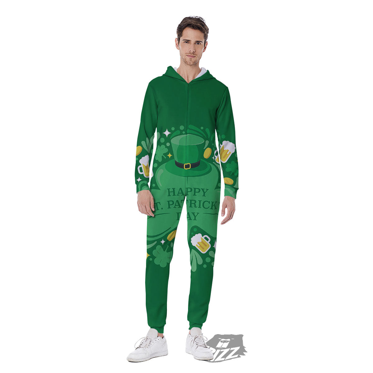 Saint Patrick's Day Green Irish Print Men's Jumpsuit-grizzshop