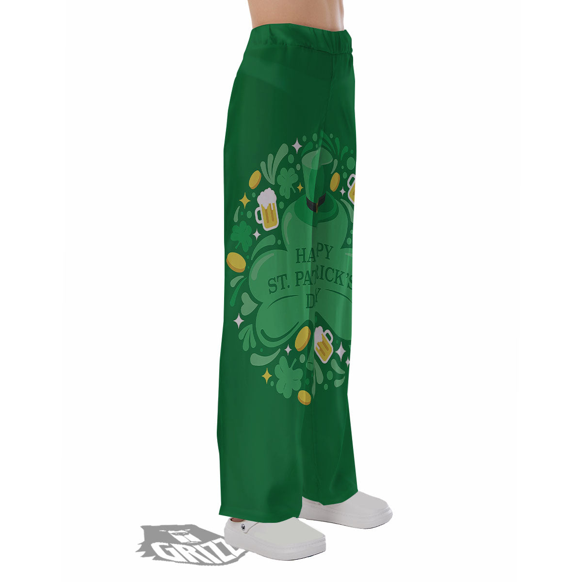 Saint Patrick's Day Green Irish Print Pajama Pants-grizzshop