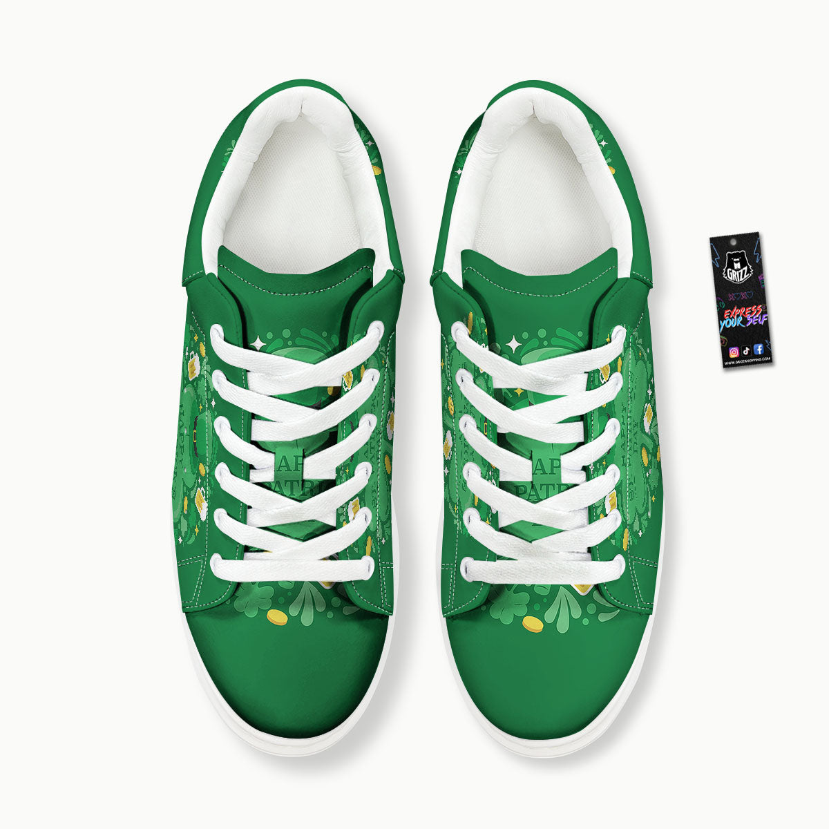 Saint Patrick's Day Green Irish Print Platform Shoes-grizzshop