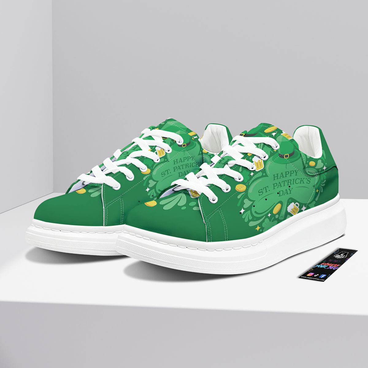 Saint Patrick's Day Green Irish Print Platform Shoes-grizzshop