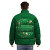 Saint Patrick's Day Green Irish Print Puffer Jacket-grizzshop