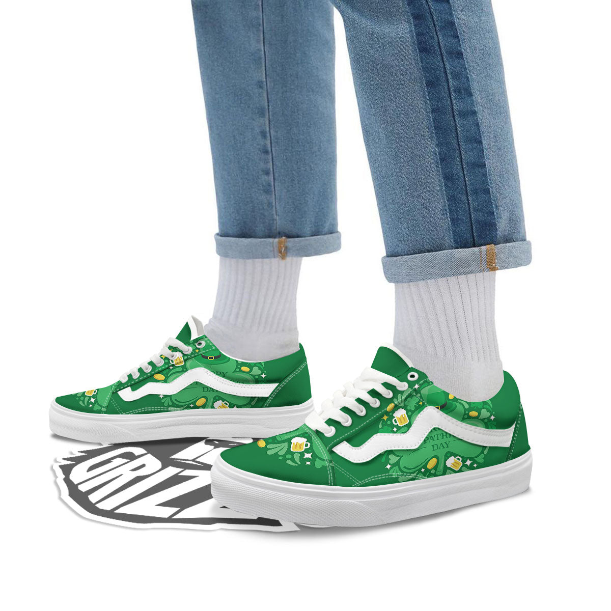 Saint Patrick's Day Green Irish Print Skate Shoes-grizzshop