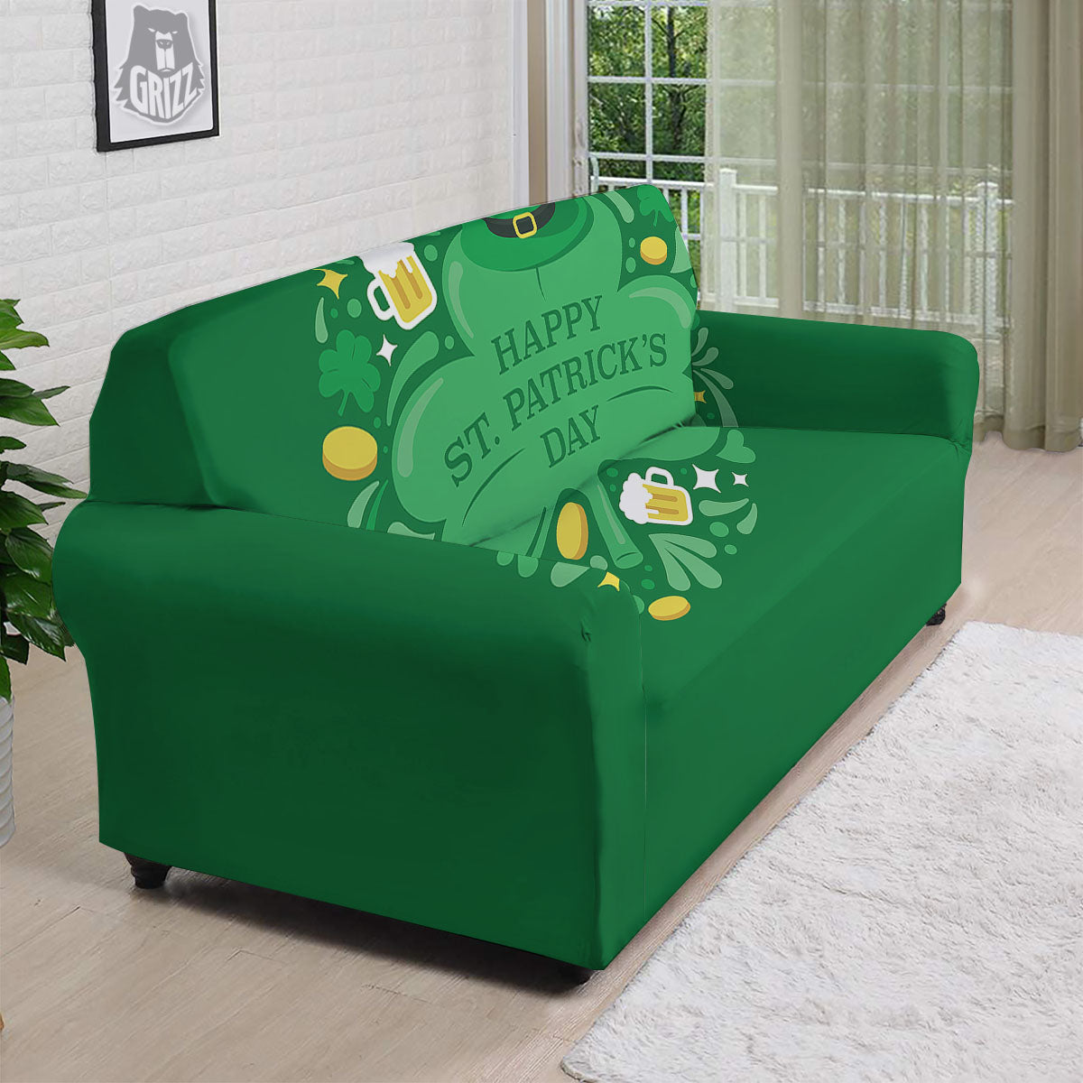 Saint Patrick's Day Green Irish Print Sofa Cover-grizzshop