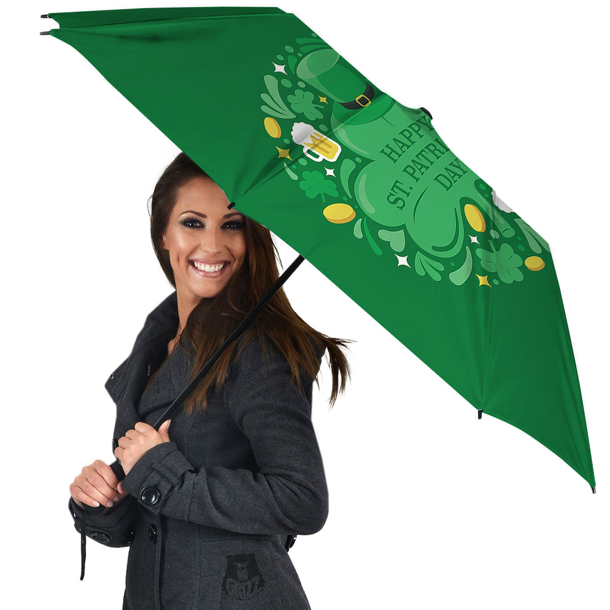Saint Patrick's Day Green Irish Print Umbrella-grizzshop