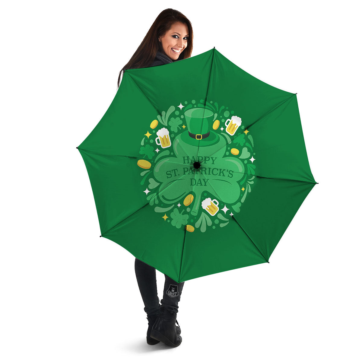 Saint Patrick's Day Green Irish Print Umbrella-grizzshop