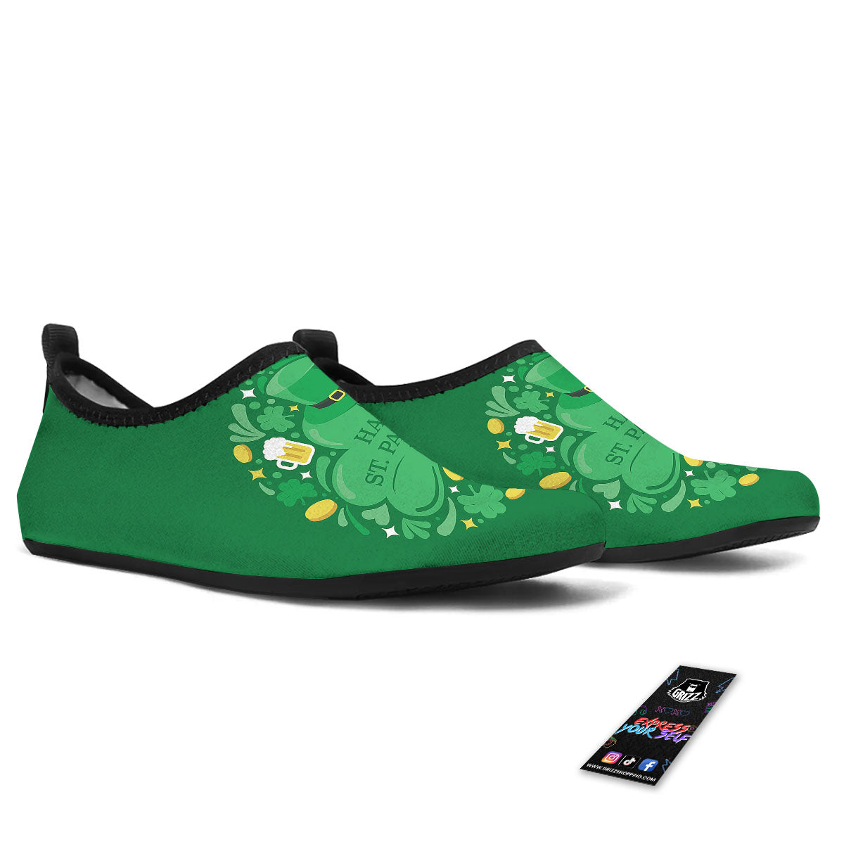 Saint Patrick's Day Green Irish Print Water Shoes-grizzshop