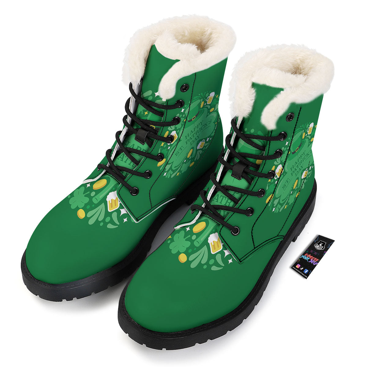 Saint Patrick's Day Green Irish Print Winter Boots-grizzshop