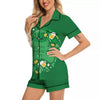 Saint Patrick's Day Green Irish Print Women Silk Pajamas-grizzshop