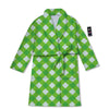 Saint Patrick's Day Green Plaid Print Bathrobe-grizzshop