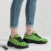 Saint Patrick's Day Green Plaid Print Black Chunky Shoes-grizzshop