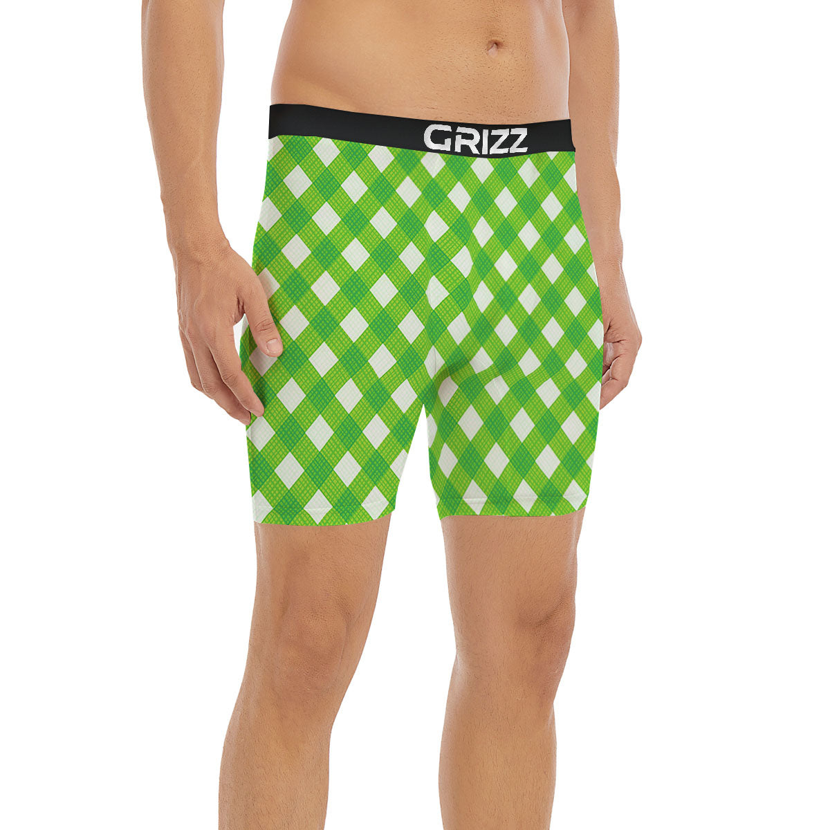 Saint Patrick's Day Green Plaid Print Boxer Briefs-grizzshop