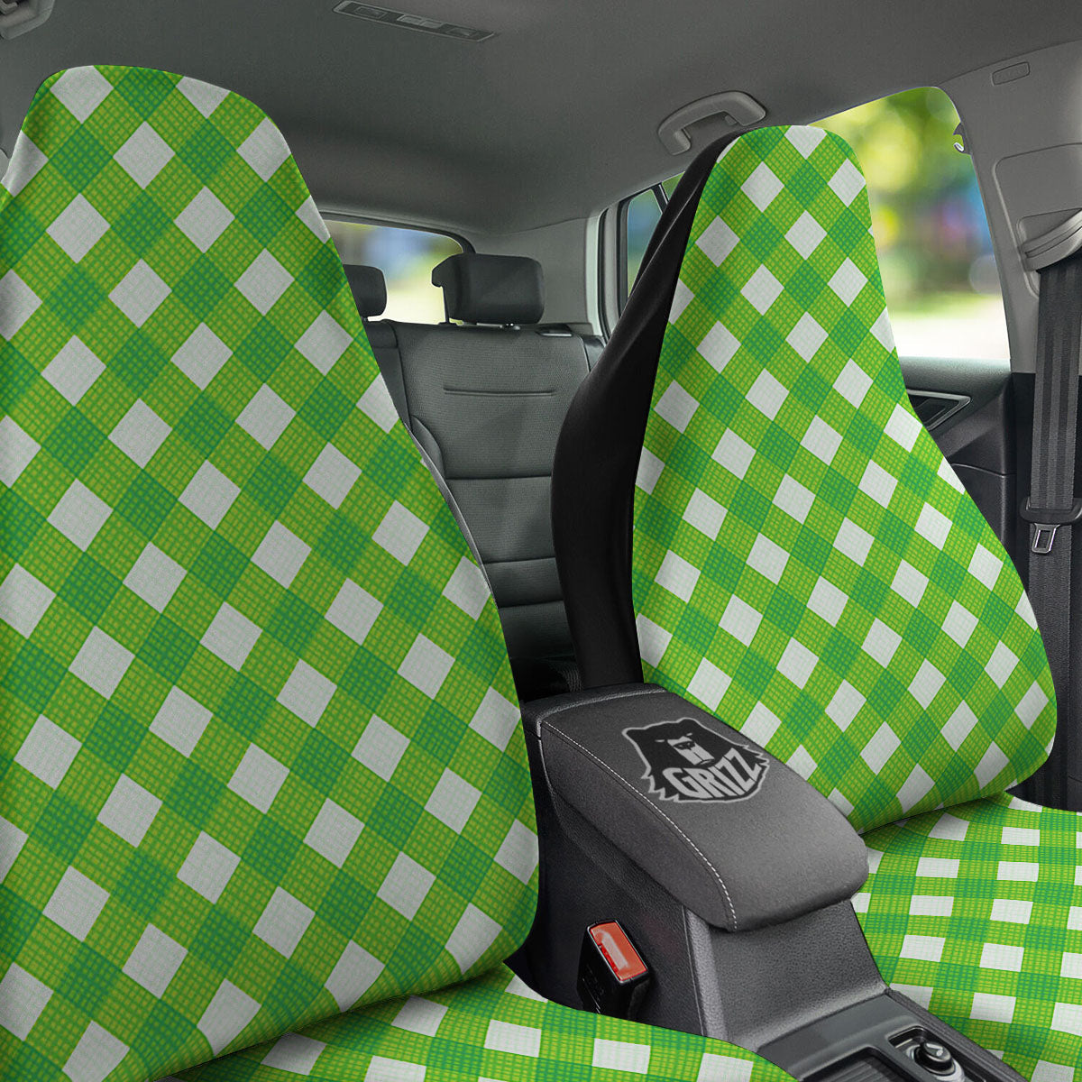 Saint Patrick's Day Green Plaid Print Car Seat Covers-grizzshop