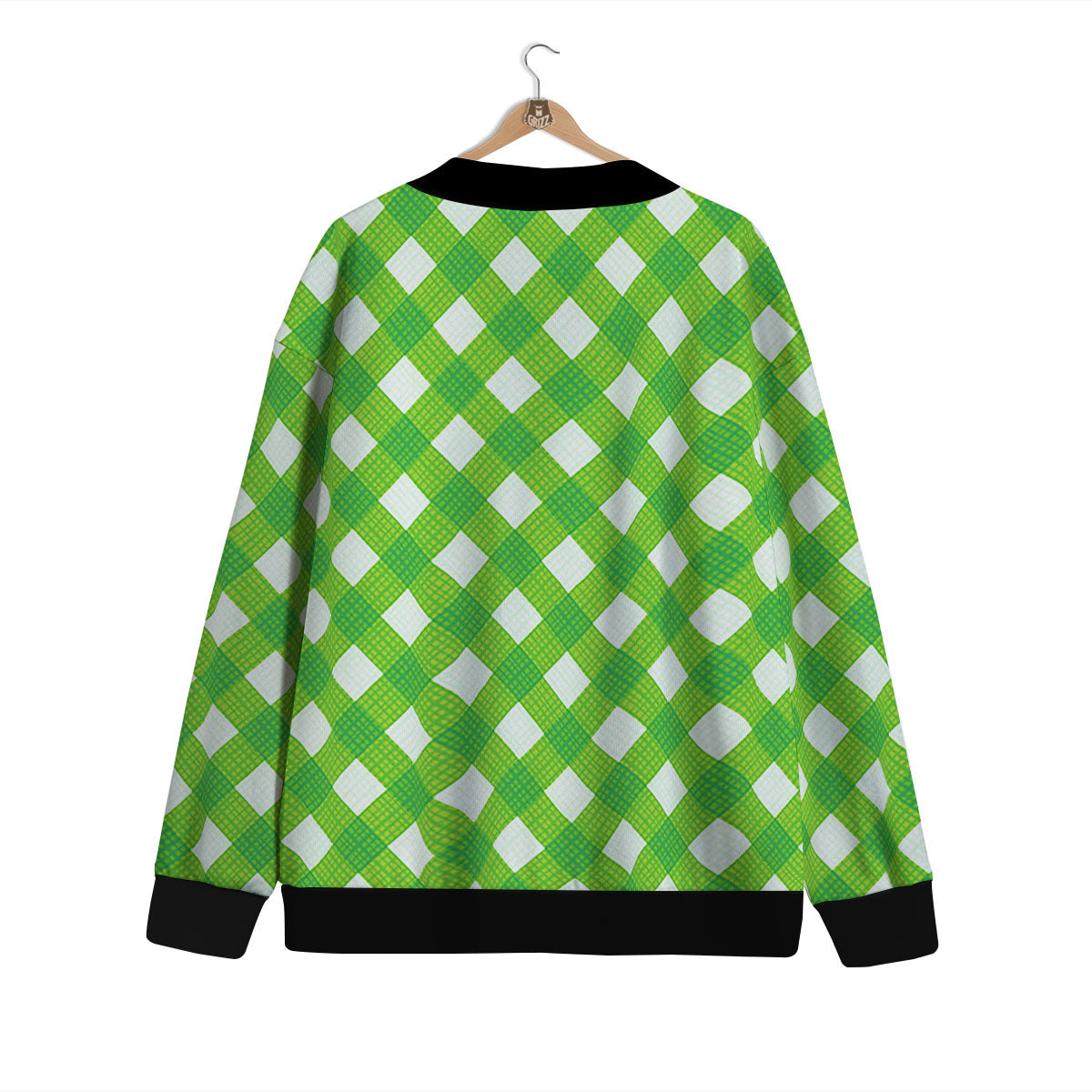 Saint Patrick's Day Green Plaid Print Cardigan-grizzshop