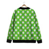 Saint Patrick's Day Green Plaid Print Cardigan-grizzshop