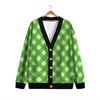 Saint Patrick's Day Green Plaid Print Cardigan-grizzshop