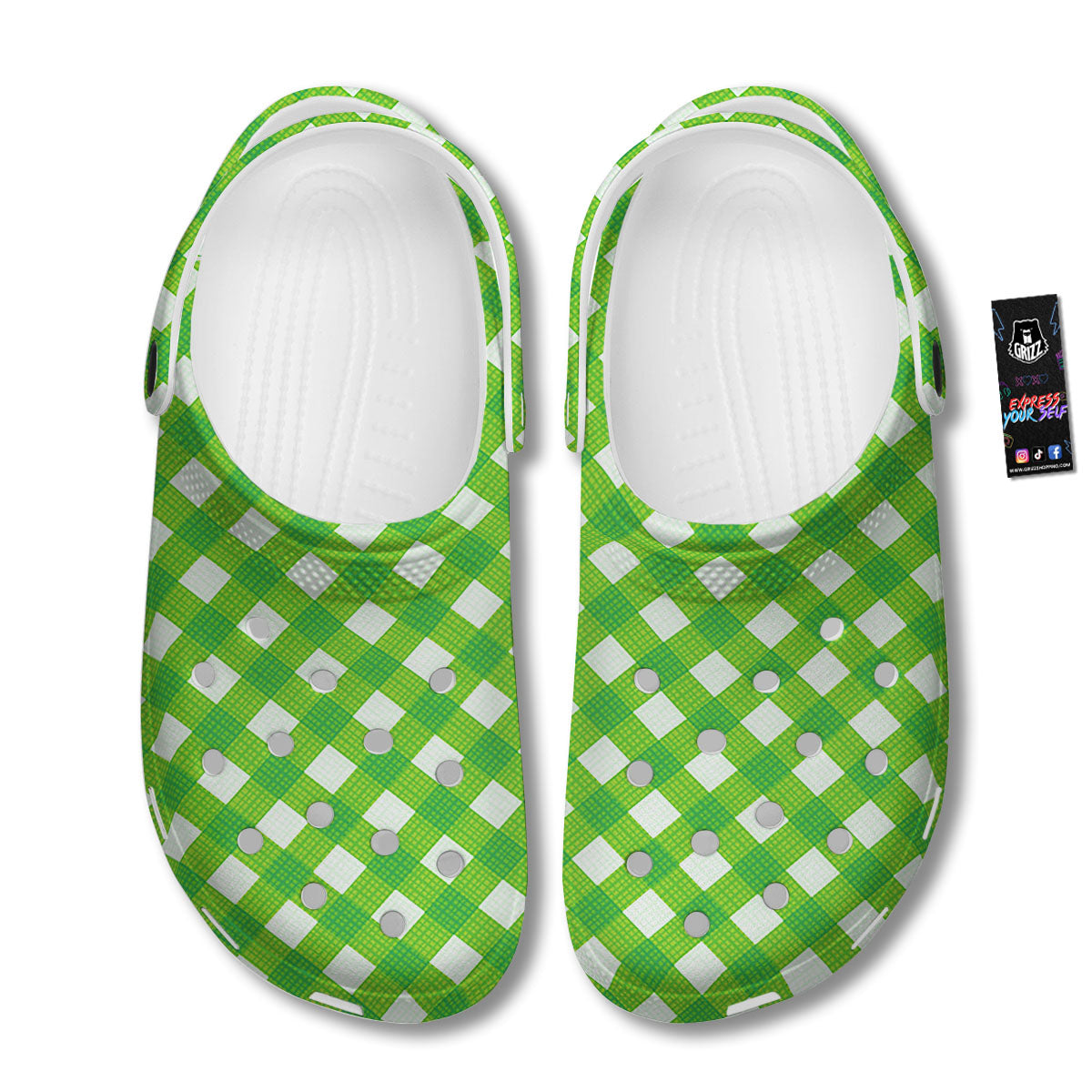 Saint Patrick's Day Green Plaid Print Clog-grizzshop