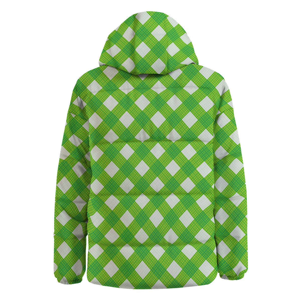 Saint Patrick's Day Green Plaid Print Down Jacket-grizzshop