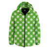 Saint Patrick's Day Green Plaid Print Down Jacket-grizzshop