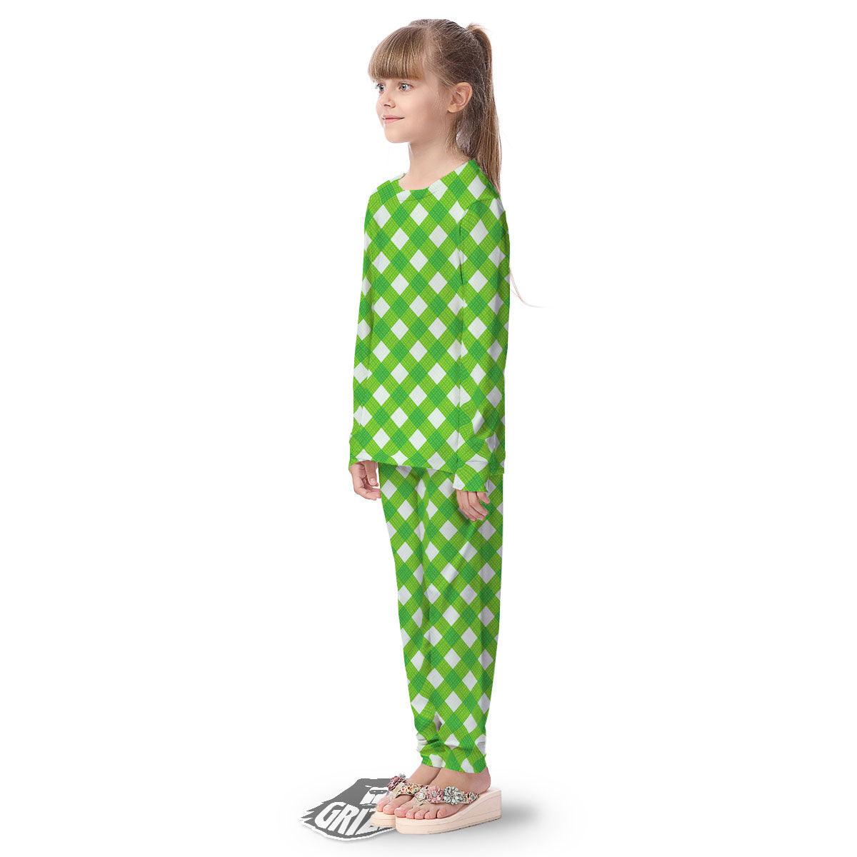 Saint Patrick's Day Green Plaid Print Kid's Pajamas-grizzshop