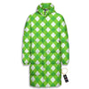 Saint Patrick's Day Green Plaid Print Long Down Jacket-grizzshop