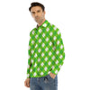 Saint Patrick's Day Green Plaid Print Men's Dress Shirts-grizzshop