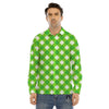 Saint Patrick's Day Green Plaid Print Men's Dress Shirts-grizzshop