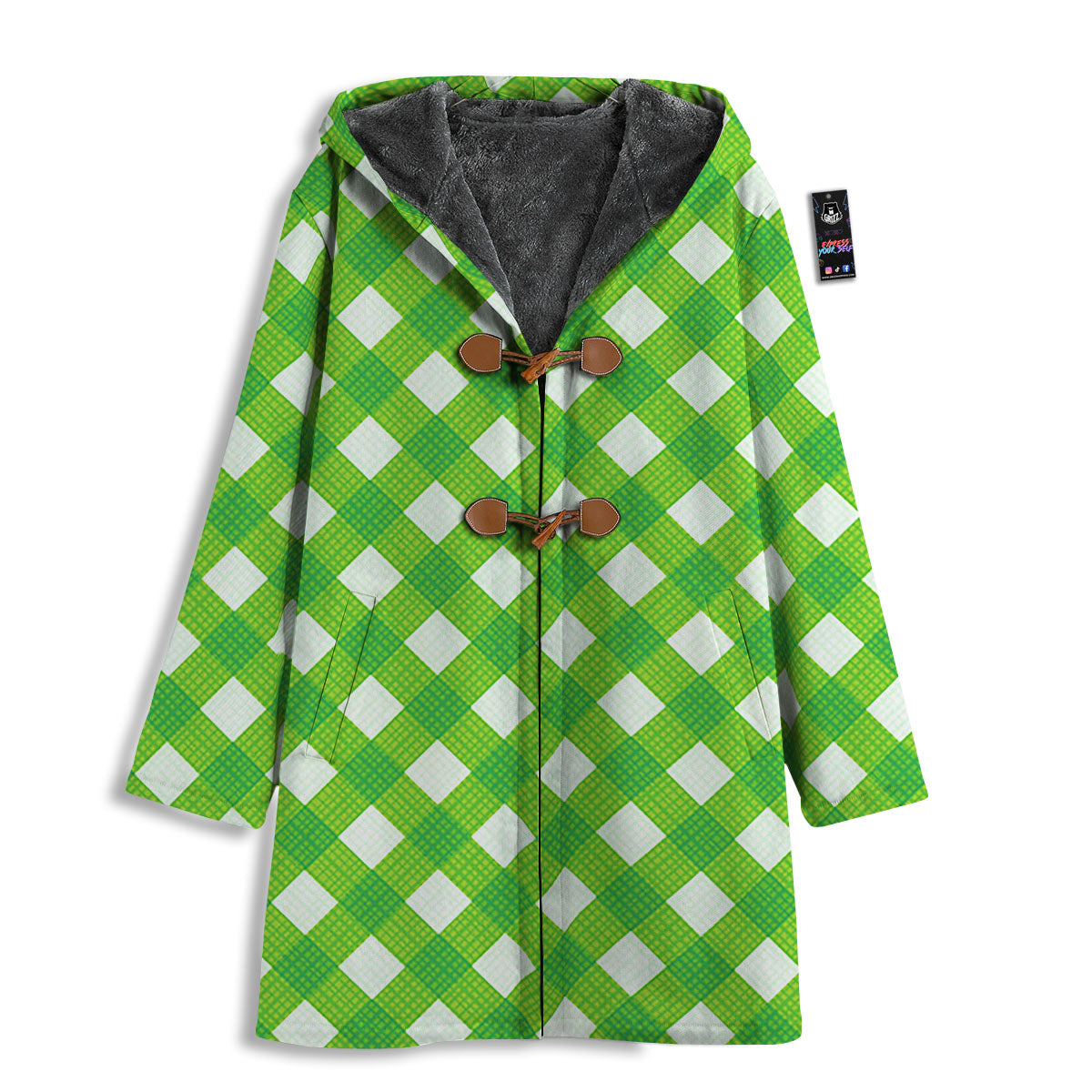 Saint Patrick's Day Green Plaid Print Men's Windbreaker Jacket-grizzshop