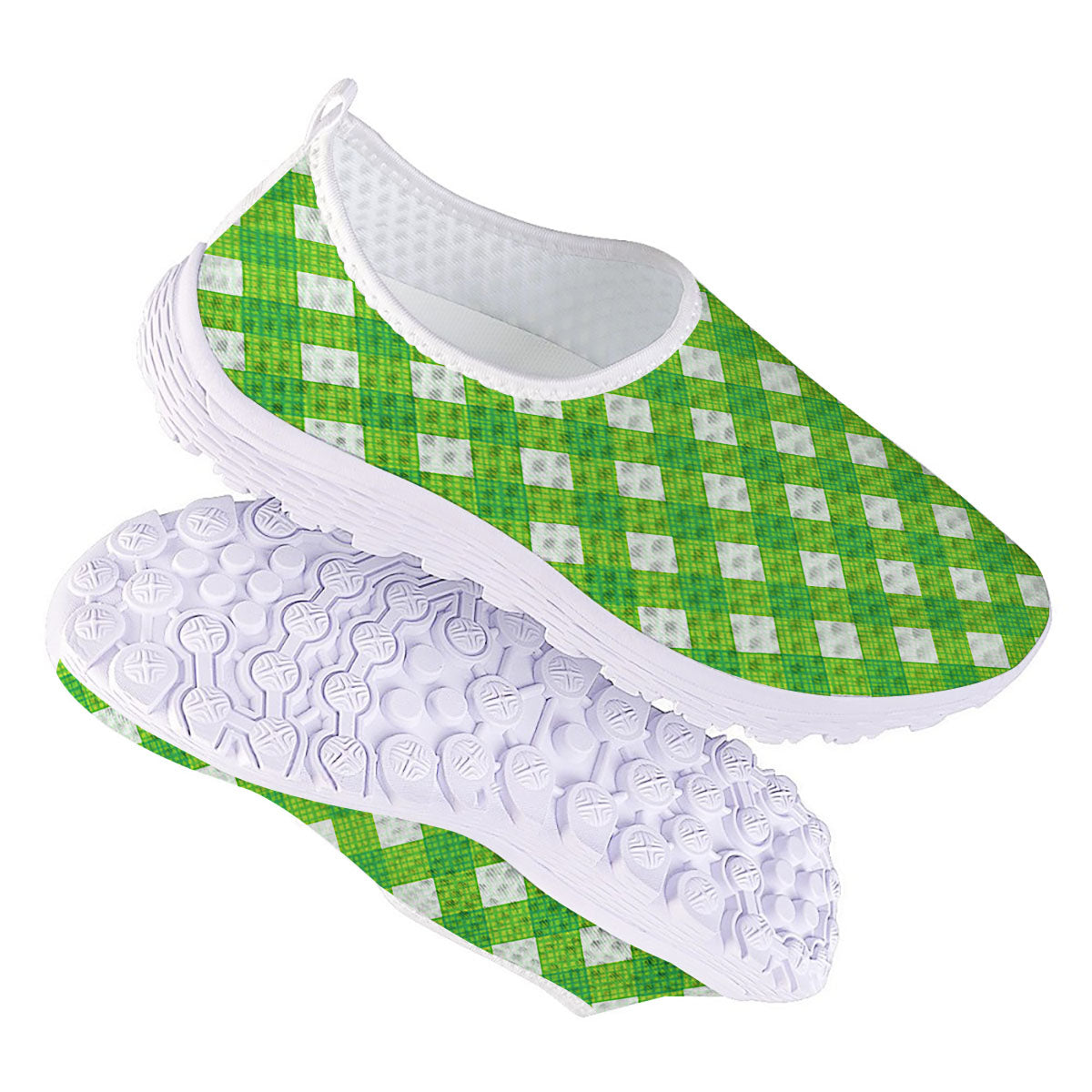 Saint Patrick's Day Green Plaid Print Nurse Shoes-grizzshop