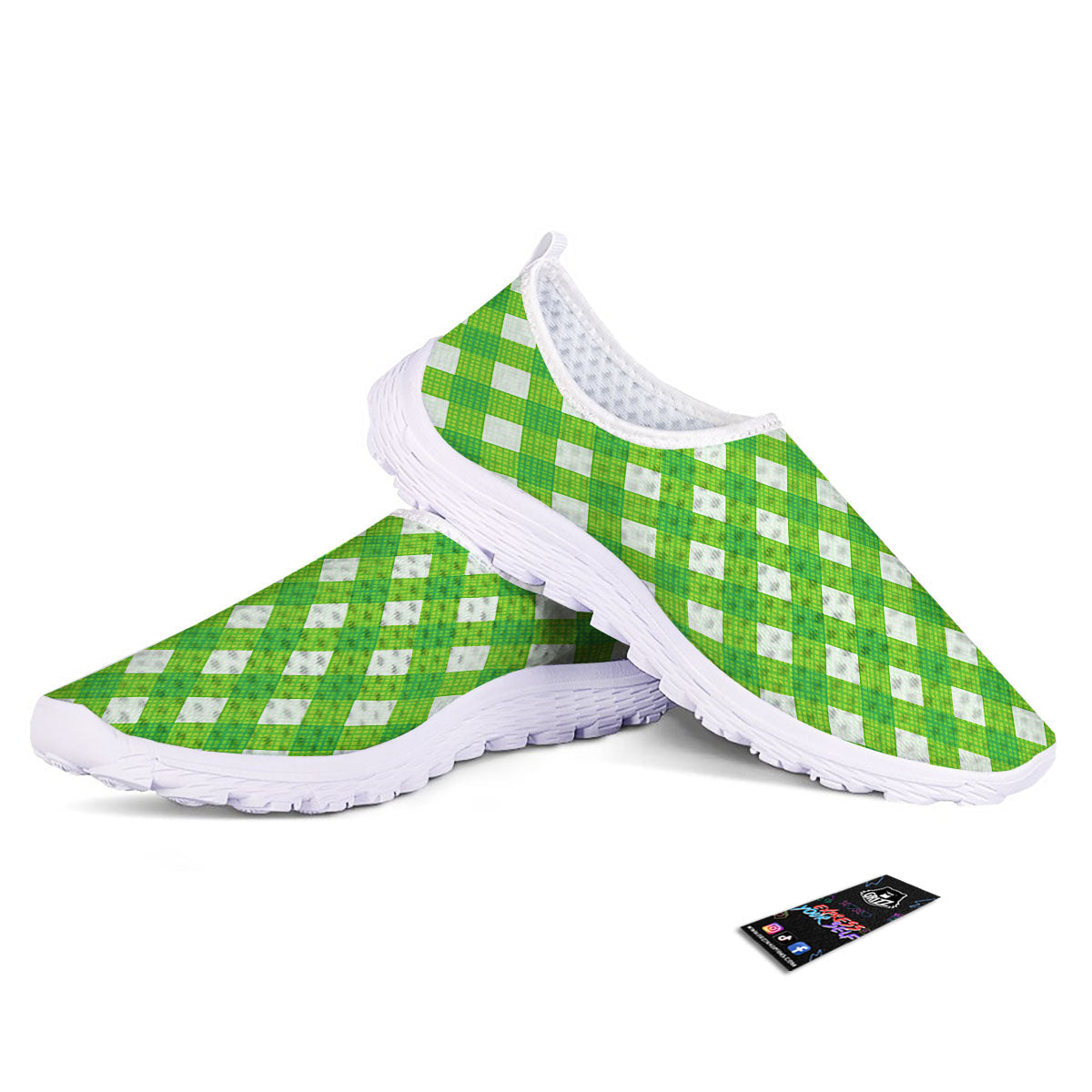 Saint Patrick's Day Green Plaid Print Nurse Shoes-grizzshop