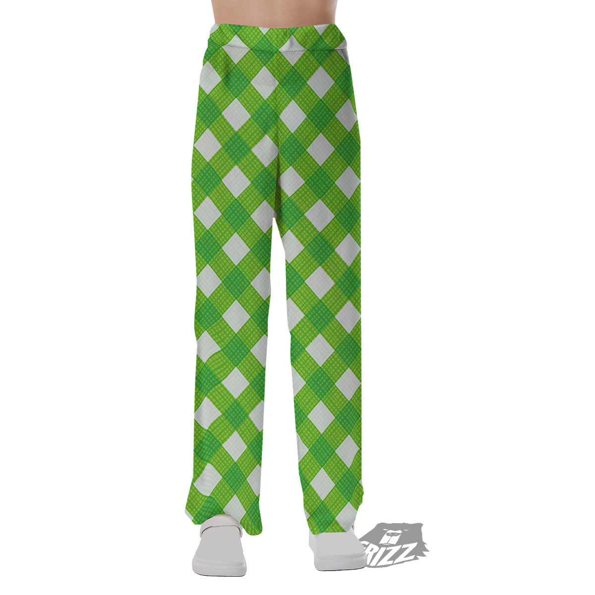 Saint Patrick's Day Green Plaid Print Pajama Pants-grizzshop