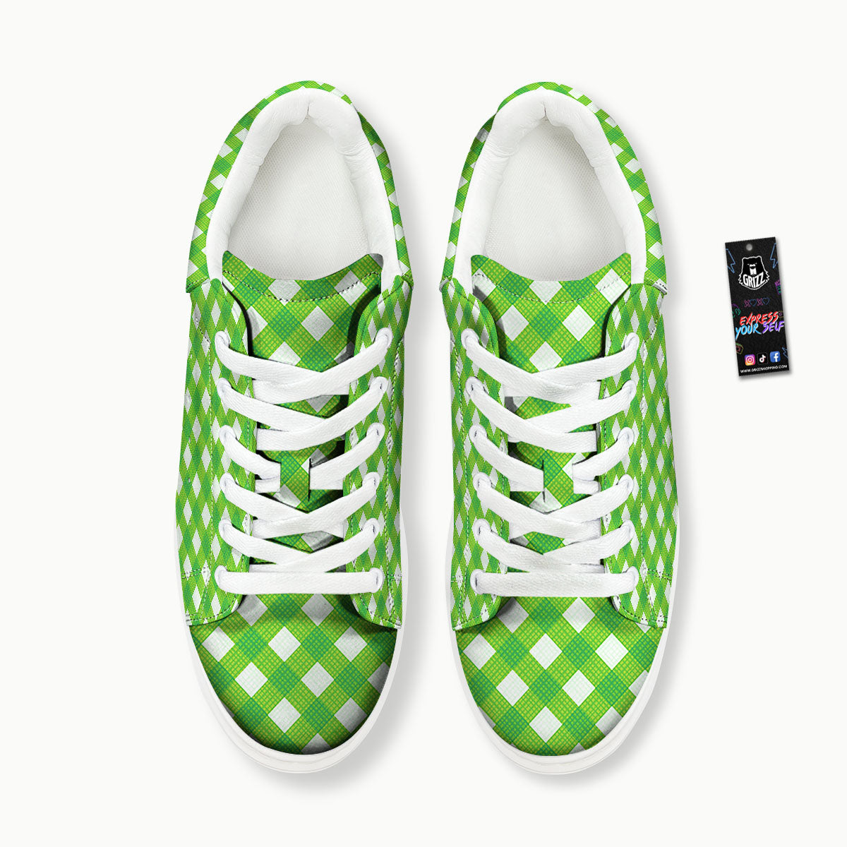 Saint Patrick's Day Green Plaid Print Platform Shoes-grizzshop