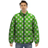 Saint Patrick's Day Green Plaid Print Puffer Jacket-grizzshop