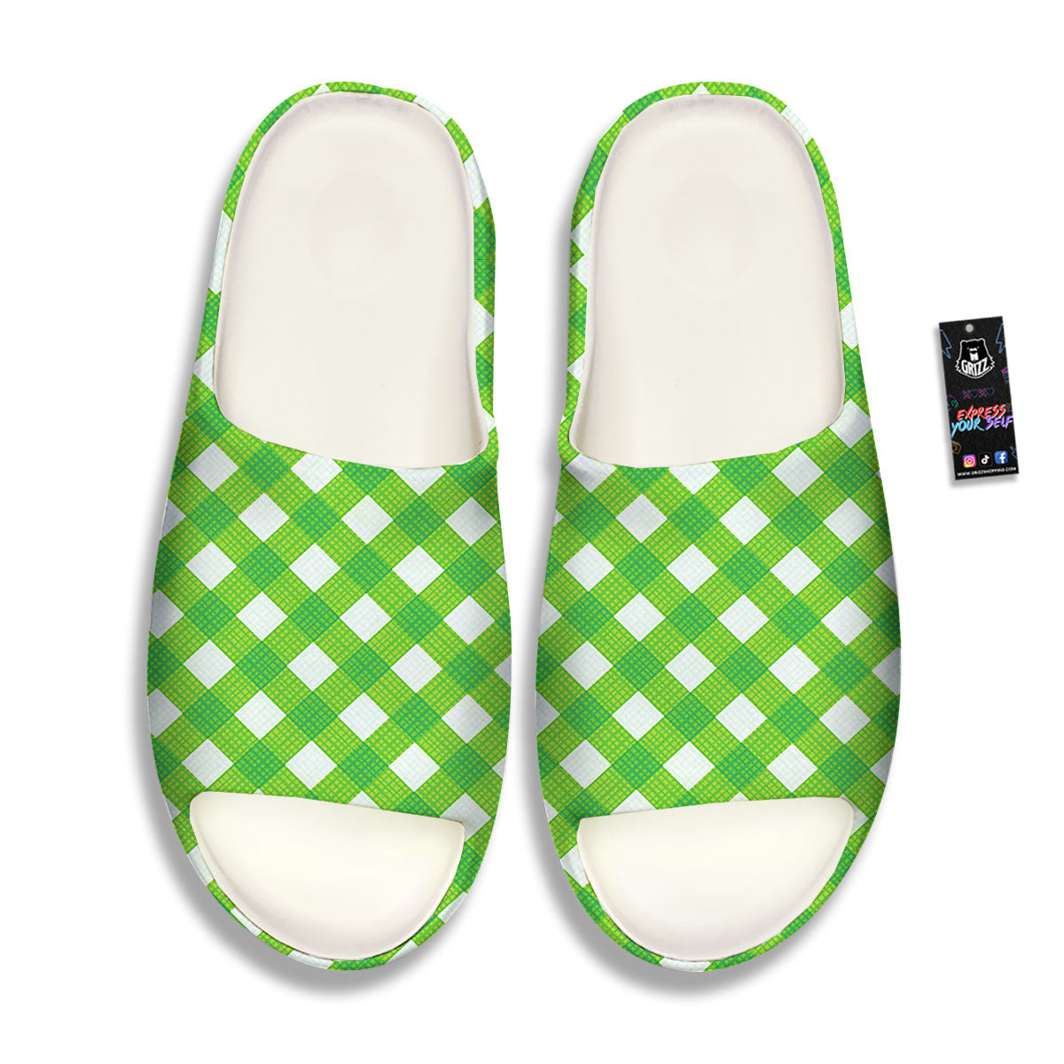 Saint Patrick's Day Green Plaid Print Sandals-grizzshop