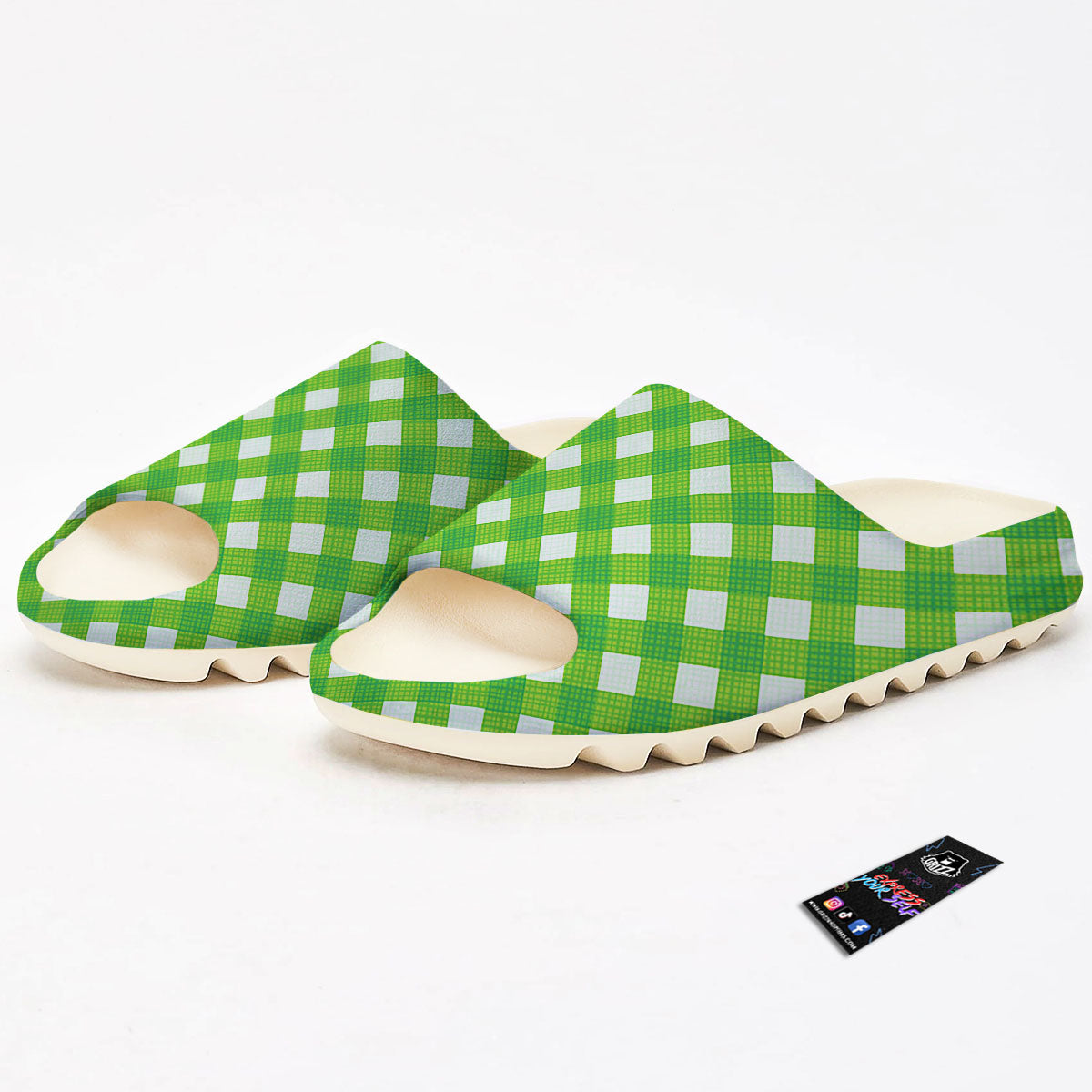 Saint Patrick's Day Green Plaid Print Sandals-grizzshop