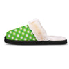 Saint Patrick's Day Green Plaid Print Slippers-grizzshop