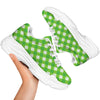 Saint Patrick's Day Green Plaid Print White Chunky Shoes-grizzshop