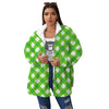 Saint Patrick's Day Green Plaid Print Women's Sherpa Jacket-grizzshop