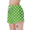 Saint Patrick's Day Green Plaid Print Women's Shorts-grizzshop