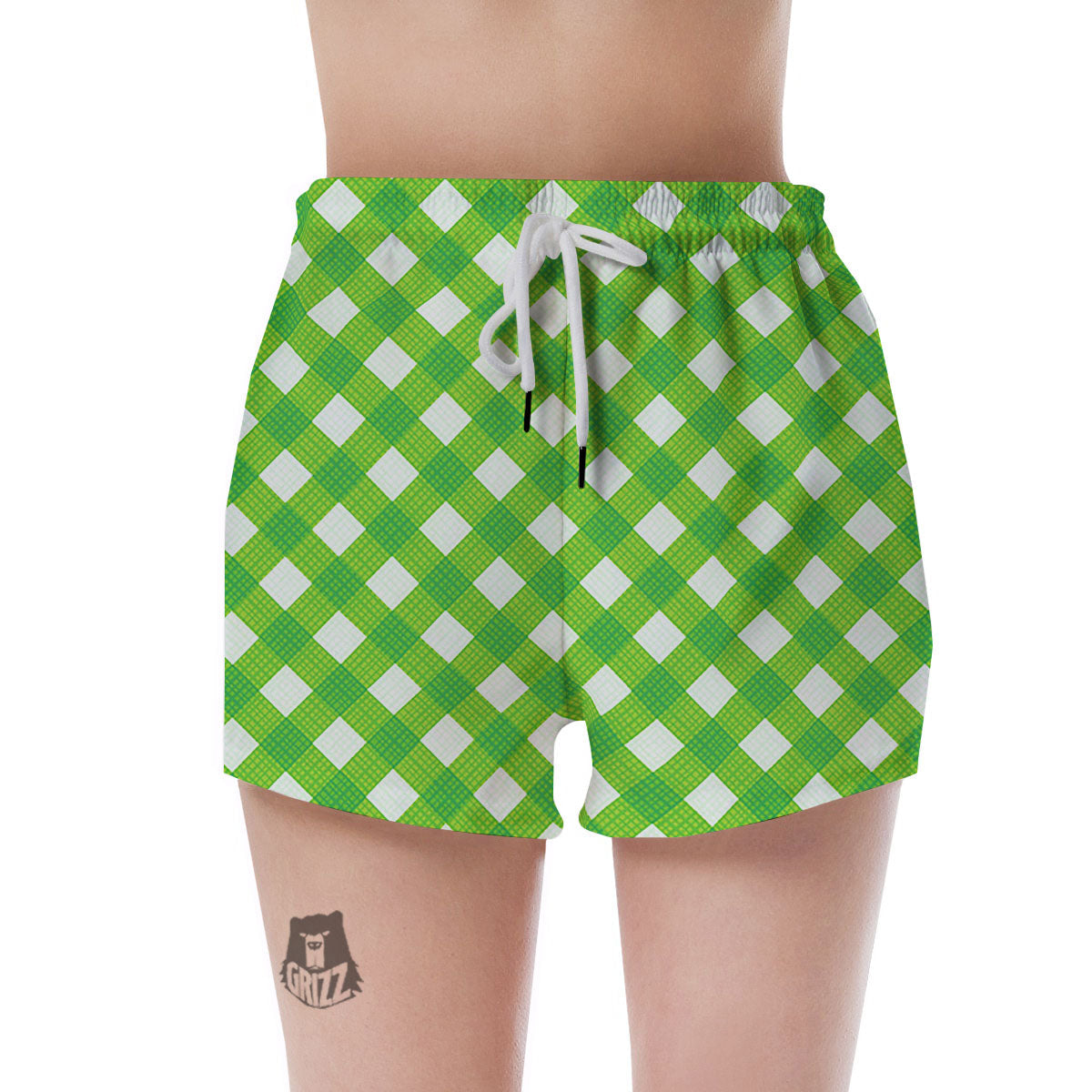 Saint Patrick's Day Green Plaid Print Women's Shorts-grizzshop