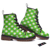 Saint Patrick's Day Green Plaid Print Work Boots-grizzshop