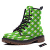 Saint Patrick's Day Green Plaid Print Work Boots-grizzshop