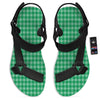 Saint Patrick's Day Green Tartan Print Black Open Toe Sandals-grizzshop