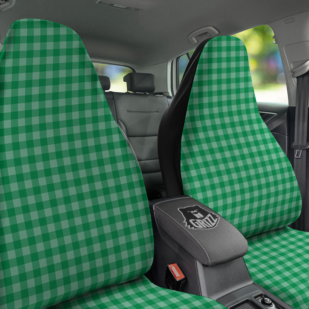 Saint Patrick's Day Green Tartan Print Car Seat Covers-grizzshop