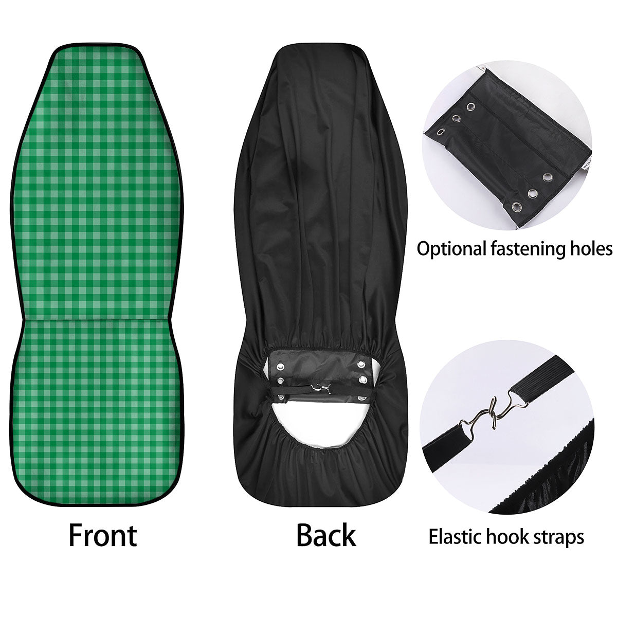 Saint Patrick's Day Green Tartan Print Car Seat Covers-grizzshop